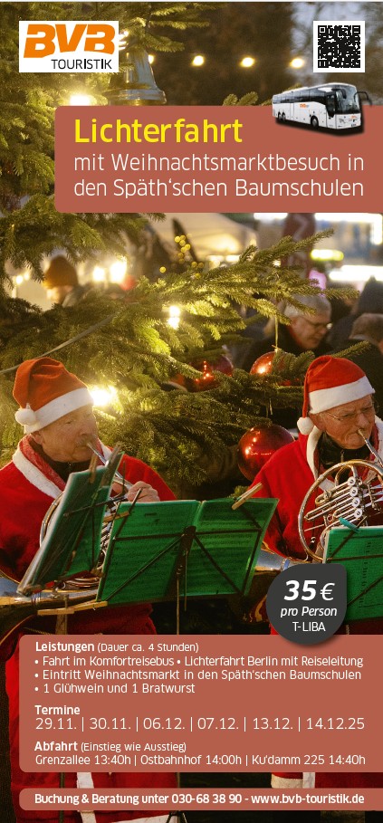 BVB Touristik: Lichterfahrt und Weihnachtsmarkt im Advent